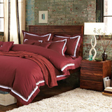 商务全棉四件套高档欧美式纯色床上用品简欧床单被套纯棉男士床品