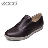 ECCO爱步欧美休闲皮鞋女 低跟平底圆头套脚百搭单鞋 达马拉245243