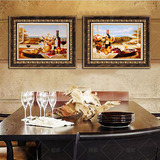 餐厅装饰画现代简约有框画欧式餐厅挂画壁画红酒二联画