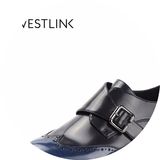 Westlink西遇女鞋2016秋季新款布洛克雕花女鞋复古魔术贴女单鞋