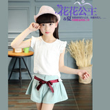 小2016夏季韩版套装常规新款纯色儿童A类女卫衣套装E605
