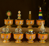 藏传佛教用品批发密宗法器净水杯圣水杯供水杯 八供套装 整套结缘
