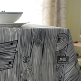 北欧几何抽象木纹图案 纯棉帆布茶几布/桌布/台布餐桌布
