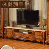美凯华美式实木橡木小户型电视机柜欧式客厅大理石电视柜组合烤漆