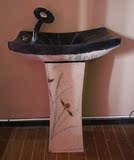 中式复古家居装饰品 落地洗手盆 兰花立柱盆 卫浴用品 蛙趣兰香