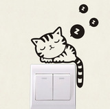 小猫 DIY灯开关贴墙贴欧式创意家居装饰品动物插座贴个性电源贴纸