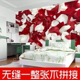 大型壁画|卧室床头背景墙纸壁画|新婚浪漫卧室装饰壁纸玫瑰 无缝