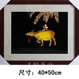 40*50cm芦苇画麦秸画草编有框挂画装饰画芦苇艺术中式餐厅画人物