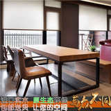 欧式餐桌铁艺实木餐桌椅长方形铁艺餐桌烤漆多功能伸缩饭桌小户型