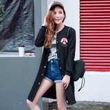 2016学生新款女装韩版棒球服时尚显瘦风衣潮 中长款春秋宽松外套