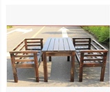 碳化实木长桌椅三件套户外咖啡桌椅酒吧桌碳化沙发实木沙发长椅