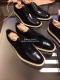 Bery's 全球购 Prada 黑色牛皮系带复古松糕鞋