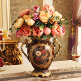 复古欧式古典彩绘陶瓷花瓶美式家居摆设装饰品五斗柜摆设