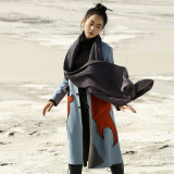 素萝 雪中行 原创设计品牌中国风女装2015新款冬装中长仿皮草外套