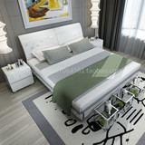 烤漆简约现代时尚1米5双人床1.8米白色高箱储物排骨架板式床6613