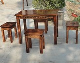 户外碳化木防腐木 实木 快餐桌椅 田园仿古 桌椅组合