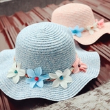 韩国儿童帽子女童草帽夏天遮阳帽小女孩出游透气沙滩大沿防晒帽女