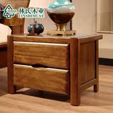 林氏木业现代中式实木床头柜卧室储物床边桌二斗柜家具LS023CG1