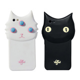 潮牌外贸走秀新款iphone6S plus黑猫手机壳 苹果5s白猫硅胶保护套