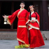特价唐装汉服直裾曲裾男女情侣古代汉代结婚服 中式婚礼服装古装