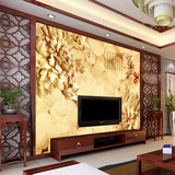 现代中式家和万事兴3d大型壁画电视背景墙客厅牡丹立体壁纸墙纸
