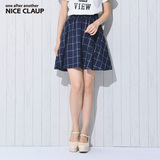 NICE CLAUP2016年夏款商场同款日系女装百褶格子半身裙131400440A