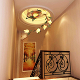 美式吸顶灯卧室圆形创意客厅餐厅铁艺复古欧式过道田园艺术灯具