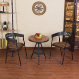 特价实木复古 铁艺户外咖啡厅圆桌椅 西餐厅奶茶甜品店桌椅 组合