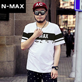 NMAX大码男装潮牌 夏季新款 潮流纯棉体恤 胖子宽松撞色短袖T恤衫