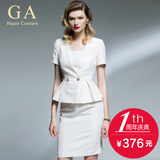 GA 2016白色短袖西装套裙高端欧美职业装西服套装女夏装ol工作服