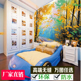 浪花大型壁画壁纸 沙发背景墙卧室客厅书房墙纸墙布 油画秋天树叶