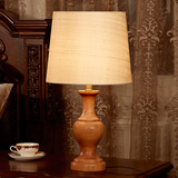 实木质中式台灯卧室床头灯美式乡村欧式台灯现代简约创意客厅书房