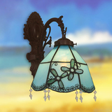 温馨浪漫地中海风情蒂凡尼艺术单头彩玻壁灯 立体花朵装饰镜前灯