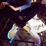 韩版春季王菲同款LED灯平底帆布鞋休闲运动鞋小白鞋平跟女单鞋学