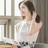 韩国代购2016夏季新款潮复合雪纺圆点灯笼袖女装时尚通勤涤纶衬衫