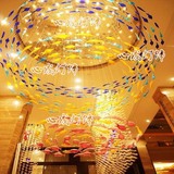 创意鱼群飞鱼彩色玻璃吊灯酒店工程餐厅装饰酒吧台灯单头鱼线吊灯