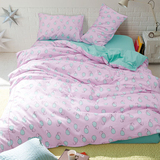 床上用品纯棉全棉四件套韩版纯色被套床单格子特价1.8m