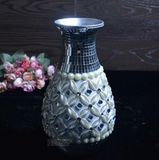 热销法式浪漫餐桌面小花瓶陶瓷花器马塞克玻璃工艺品别墅摆件白色