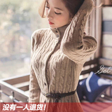 大码女装针织衫女开衫2015秋装新款韩版长袖中长款加厚外套毛衣