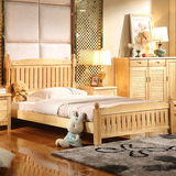 牧晨家居卧室雕花实木家具1.2米1.5米橡木双人床单人儿童床实木床