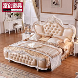 欧式床新古典真皮实木雕花法式1.8米高箱法式公主床别墅家具