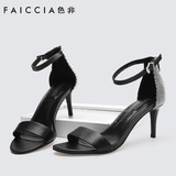 Faiccia/色非预售2016夏季新款羊皮高跟鞋休闲细跟女凉鞋B016