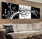 现代装饰画欧式客厅背景墙无框画卧室黑白挂画餐厅抽象发财树墙画