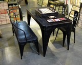 田园小栈 美式欧式复古铁皮做旧咖啡店 酒吧餐厅桌椅餐桌餐椅组合