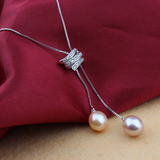 珍珠项链 天然混彩水滴形吊坠 925纯银链正品 时尚礼物 个性潮流