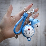 创意卡通可爱小丸子猴子kitty机器猫皮卷尺钥匙扣搭配铃铛编织绳