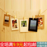 创意DIY悬挂式纸相框照片相框照片墙组合含麻绳夹子6寸10枚装