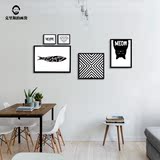 猫与鱼 创意黑白组合画北欧客厅照片墙现代简约卧室挂墙相框墙画