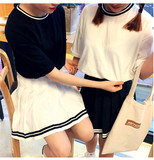 2016夏季新款 韩版学院风姐妹闺蜜装夏季学生套装校服半身裙+T恤