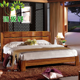 中式实木高箱储物床1.5/1.8米乌金木色双人床带气动婚床卧室家具